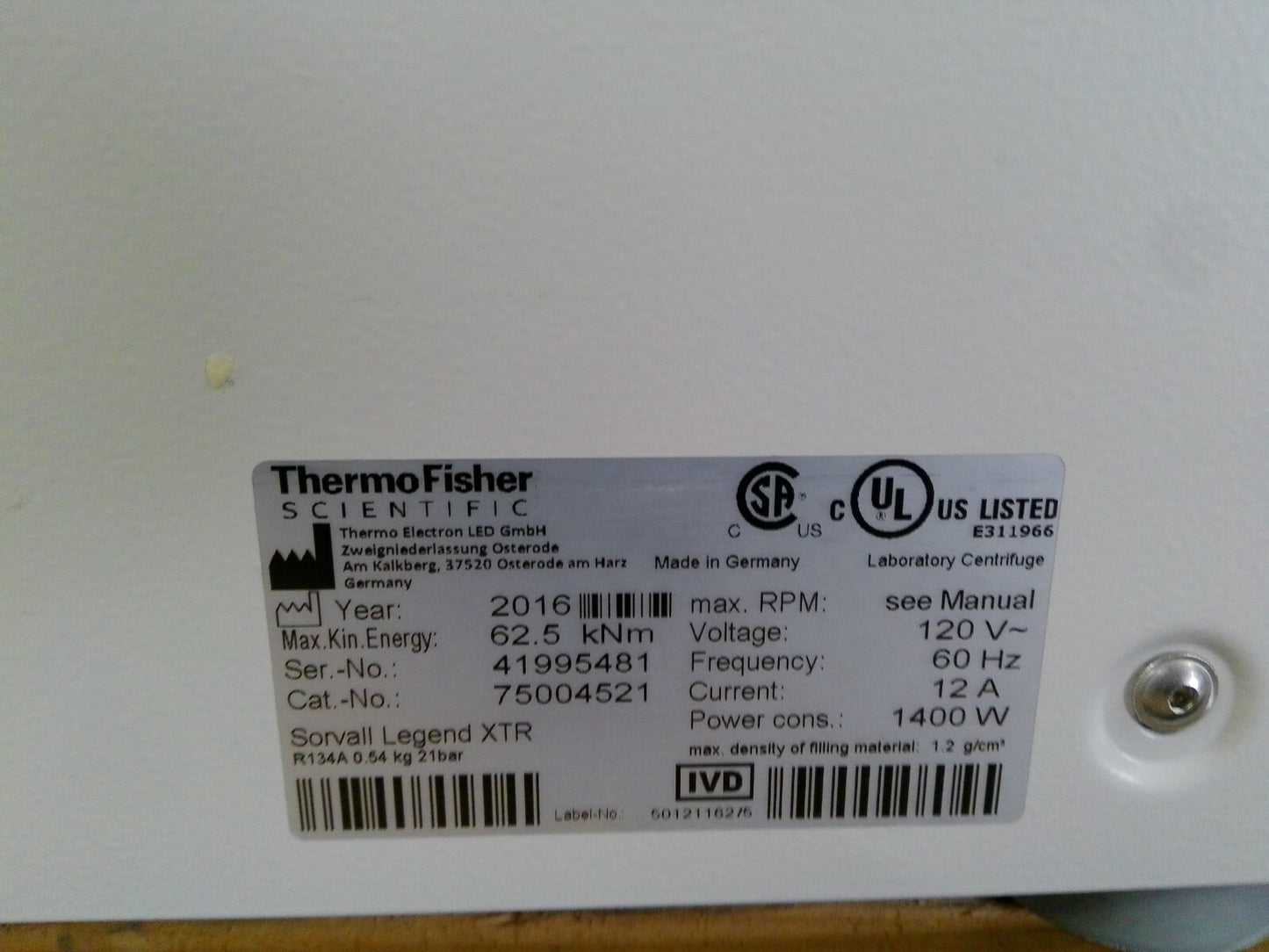 Thermo Sorvall XTR Refrigerated Benchtop Centrifuge w/ Rotor 120v FULLY TESTED