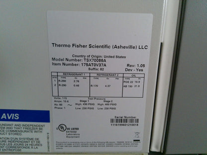 Thermo Scientific TSX70086A -86C Ultra Low Freezer 33.5Cf (2021) w/ Warranty