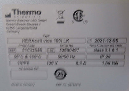 Thermo HERAcell Vios 160i Double Stack Copper Lined CO2 Incubators (2021)