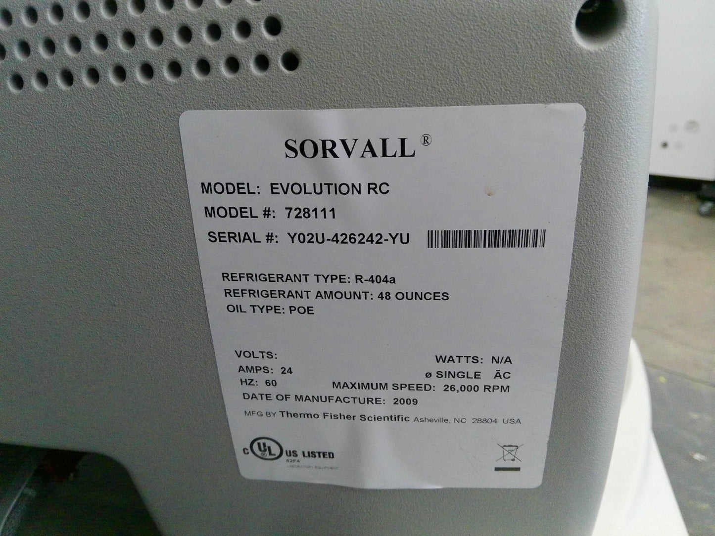 Thermo Sorvall Evolution RC Refrigerated Floor Centrifuge w/ Rotor & Inserts