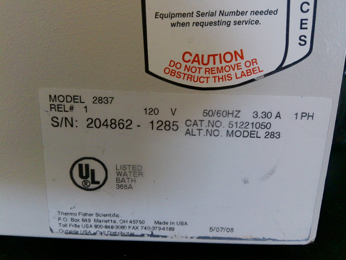 Thermo Scientific 2837 Precision 2837 Digital Heated Water Bath 12L (2008)
