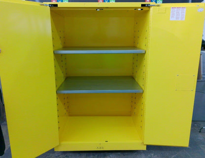 Uline H-2219S-Y Flammable Storage Cabinet Self Closing Doors 90 Gal