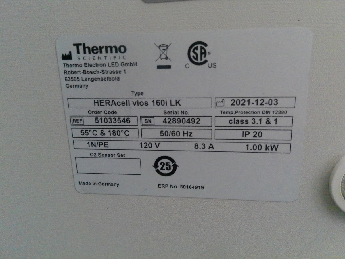 Thermo HERAcell Vios 160i Copper Lined CO2 Incubator (2021) Calibrated