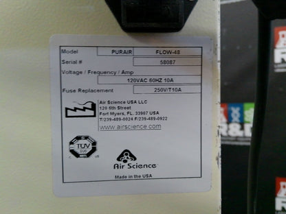 Air Science Flow 48 Purair 4ft Ductless Fume Hood 120v FULLY TESTED