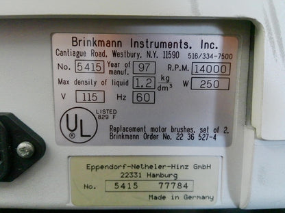 Eppendorf 5415C Benchtop Centrifuge Microcentrifuge w/F-45-18-11 Rotor