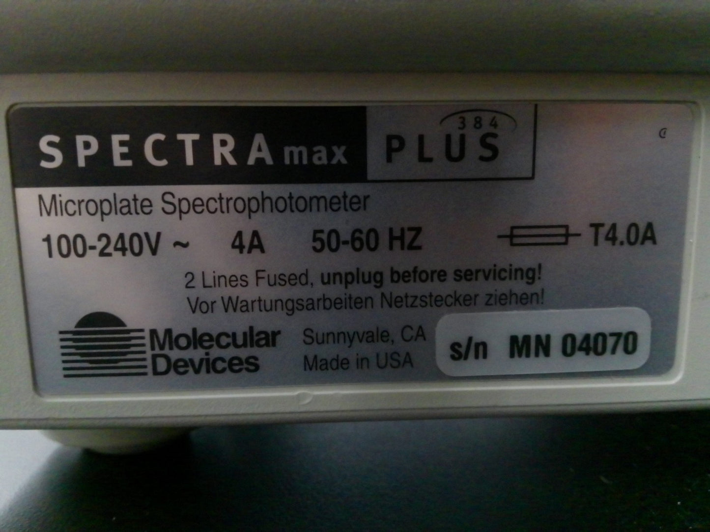 Molecular Devices Spectra Max PLUS 384 Microplate Spectrophotometer