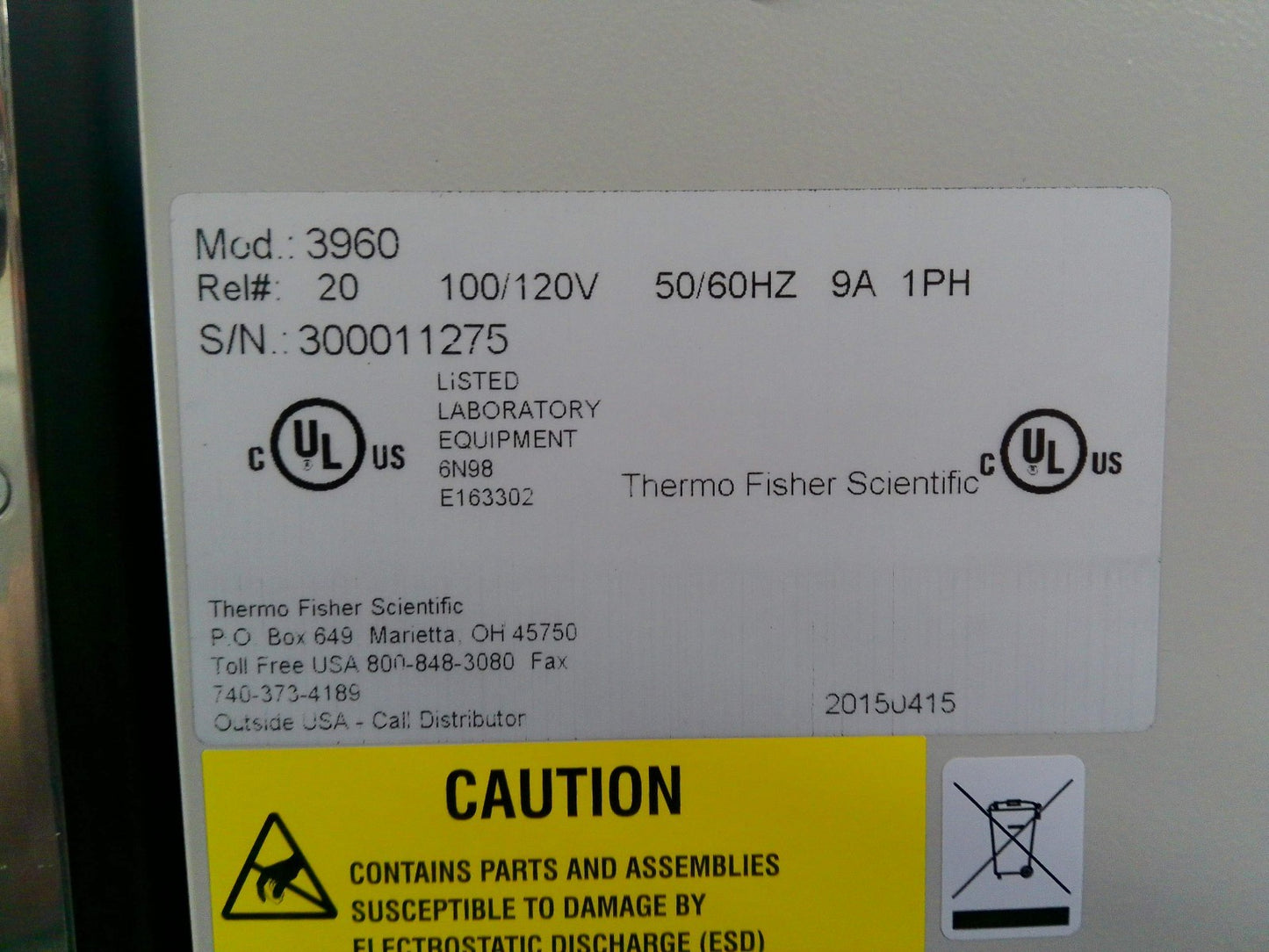 Thermo Scientific 3960 Environmental Chamber 29Cf 120v FULLY TESTED (2015)
