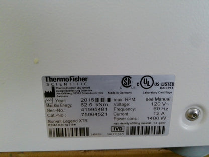 Thermo Sorvall XTR Refrigerated Benchtop Centrifuge w/ Rotor 120v FULLY TESTED