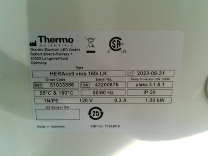 Thermo HERAcell Vios 160i Copper Lined CO2 Incubator (2023) Calibrated