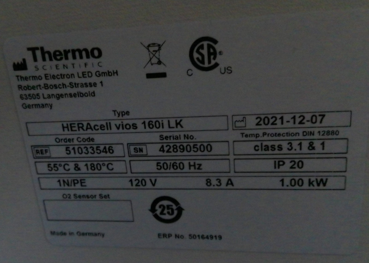 Thermo HERAcell Vios 160i Double Stack Copper Lined CO2 Incubators (2021)