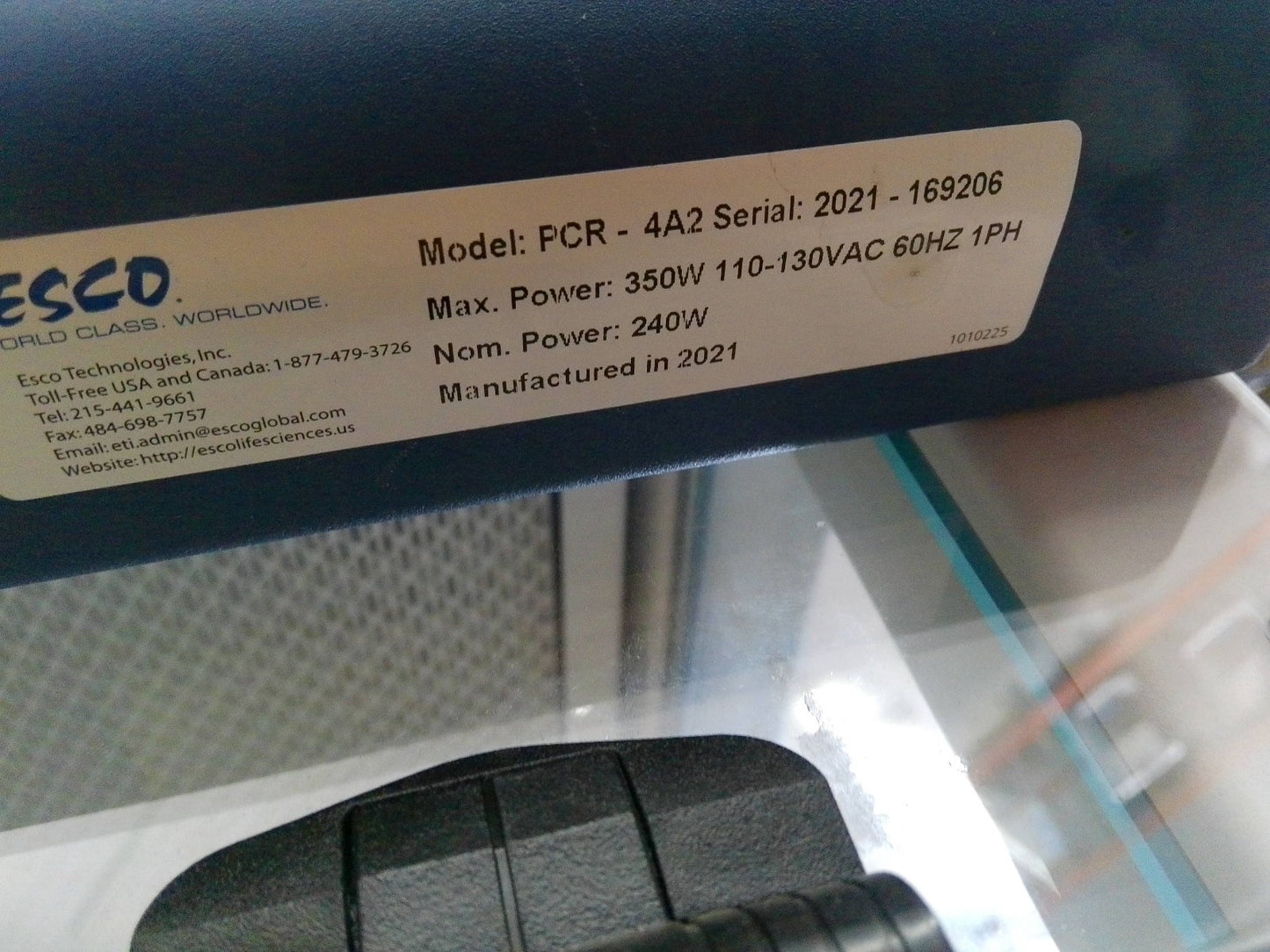 Esco 4ft PCR Cabinet PCR-4A2 w/ UV, No Stand (2021) 115v Tested