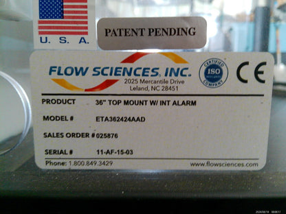 Flow Sciences 3ft ETA362424AAD Ventilated Balance Enclosure with HEPA & Blower.