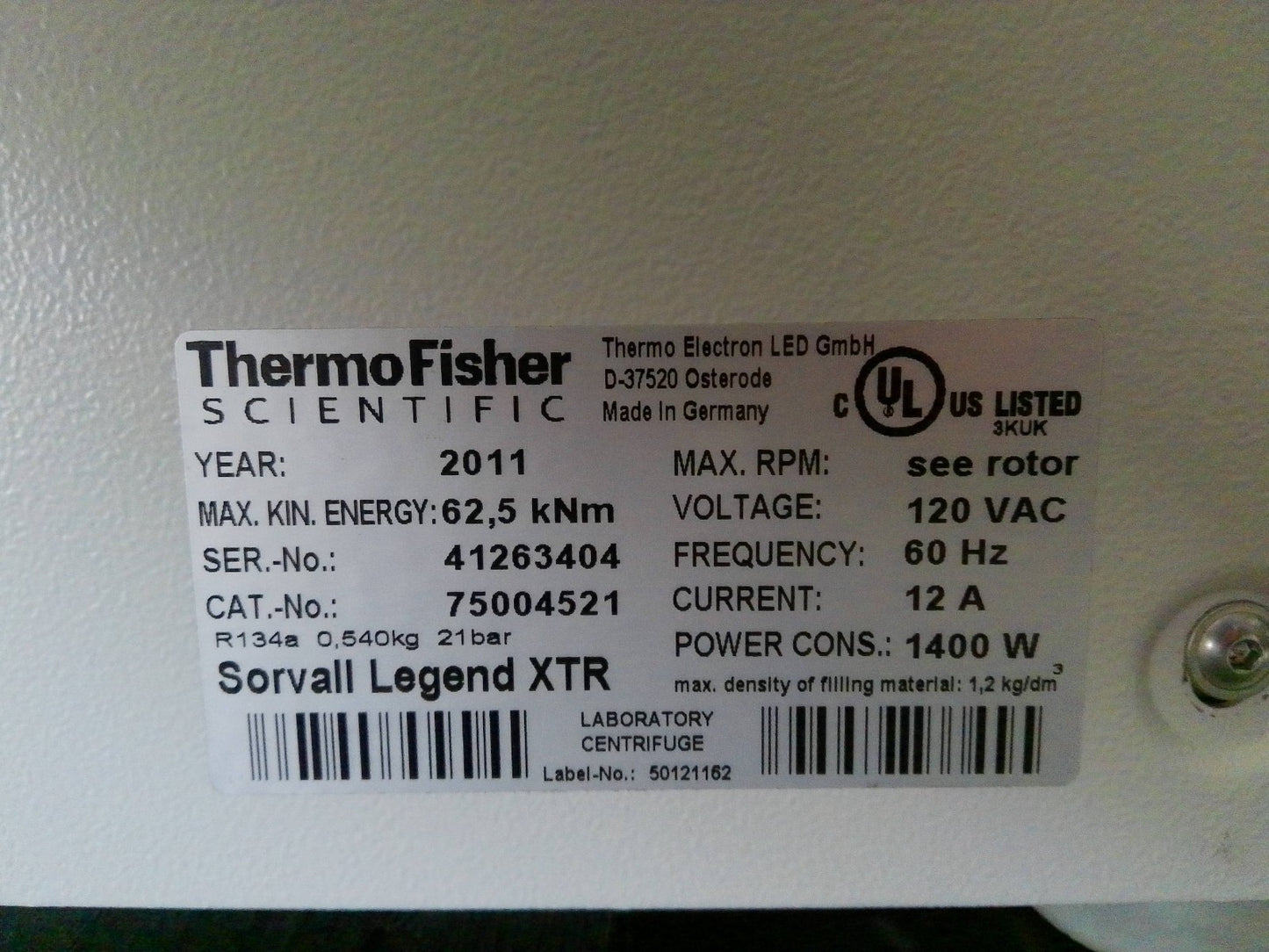 Thermo Sorvall XTR Refrigerated Benchtop Centrifuge w/ Rotor 120v FULLY TESTED