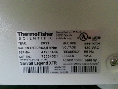 Thermo Sorvall XTR Refrigerated Benchtop Centrifuge w/ Rotor 120v FULLY TESTED