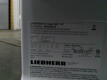 Liebherr LFBFS05W1HC Mediline Flammable Materials Storage -20 Freezer 5Cf 120v