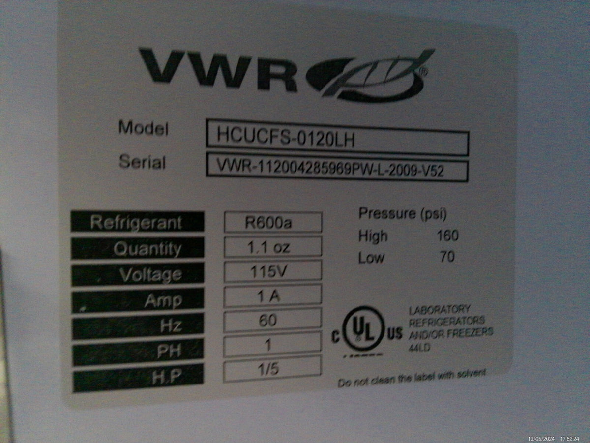VWR HCUCFS-0120LH Undercounter -20C Commercial Freezer 1.3Cf 120v FULLY TESTED