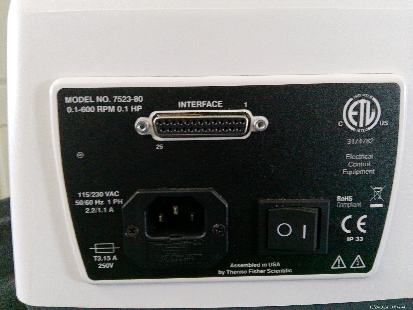 Cole Parmer Master Flex Peristaltic Pump 7523-80 w/ 77200-62 Pump Head TESTED