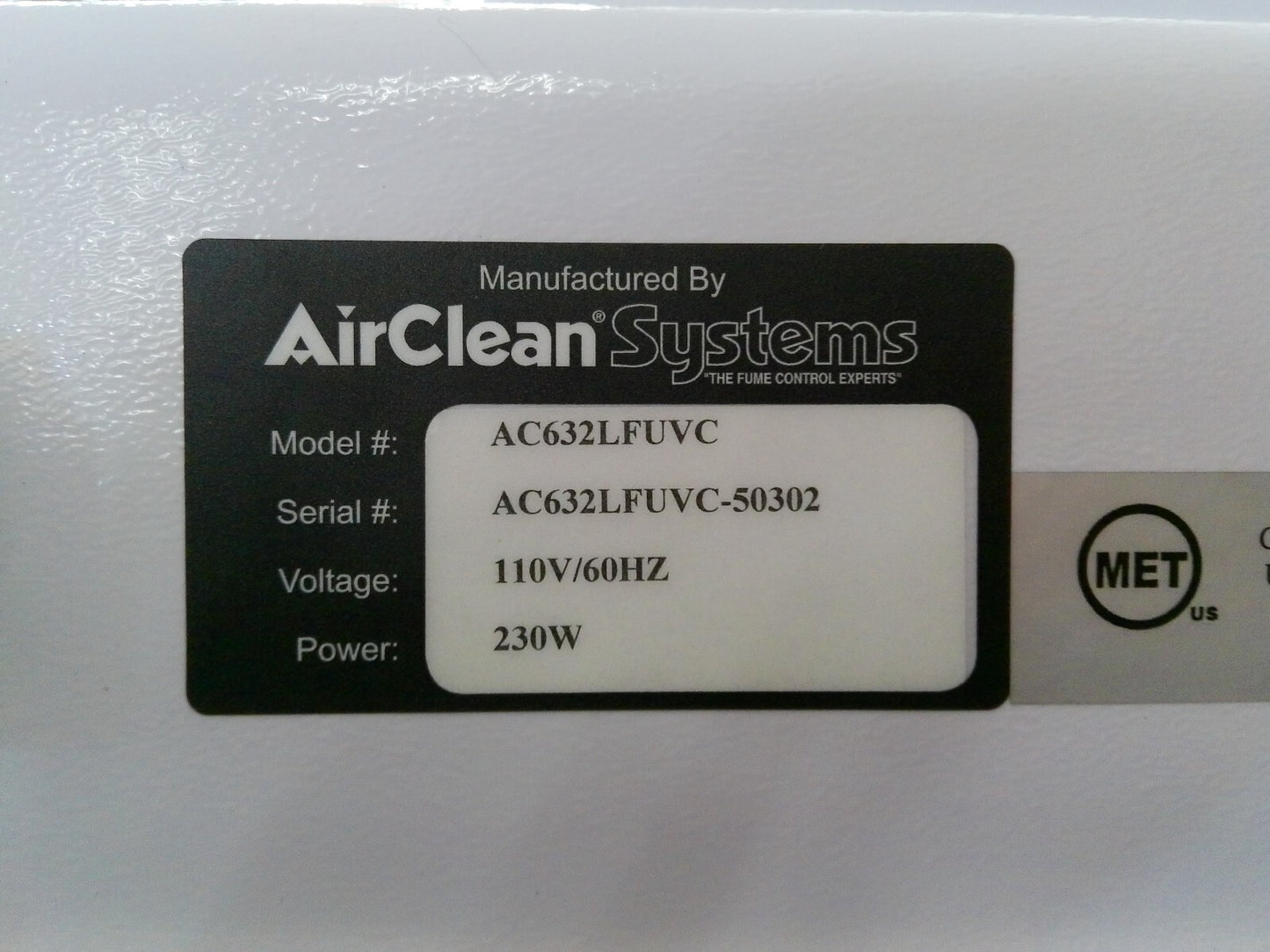 AirClean Systems PCR 3ft Laminar Flow Workstation w/HEPA & Blower, FULLY TESTED