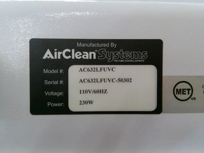 AirClean Systems PCR 3ft Laminar Flow Workstation w/HEPA & Blower, FULLY TESTED