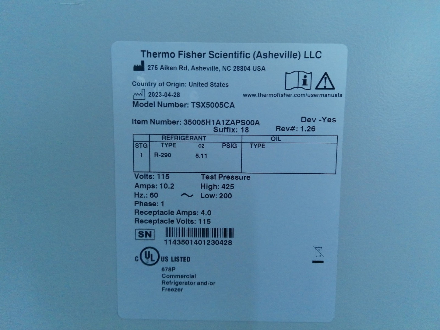Thermo Scientific TSX5005CA Glass Double Door +4C Refrigerator 51.1Cf (2023)