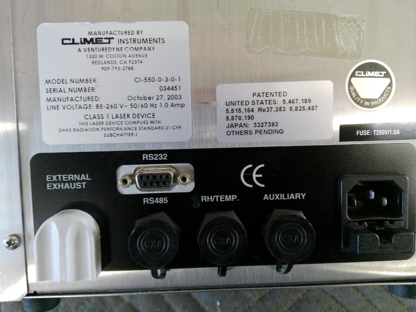 Climet CI-550 Portable Laser Particle Counter 120v