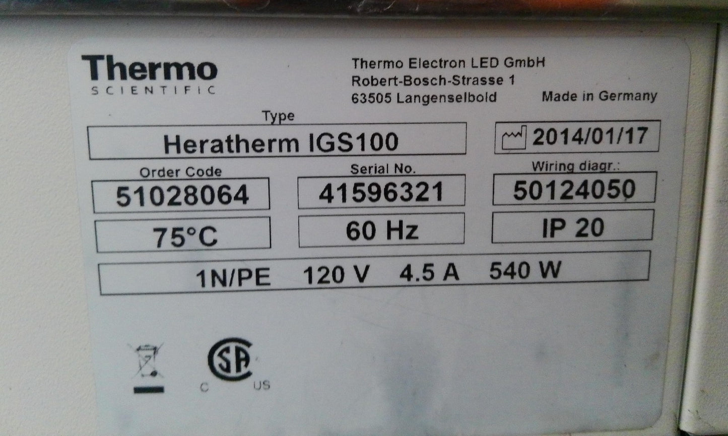 Thermo Scientific Heratherm IGS100 Microbiological Incubator