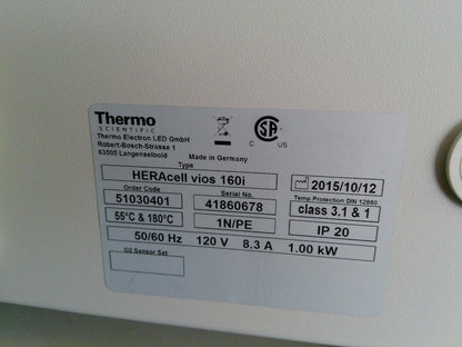 Thermo HERAcell Vios 160i Double Stack Copper Lined CO2 Incubators (2015)