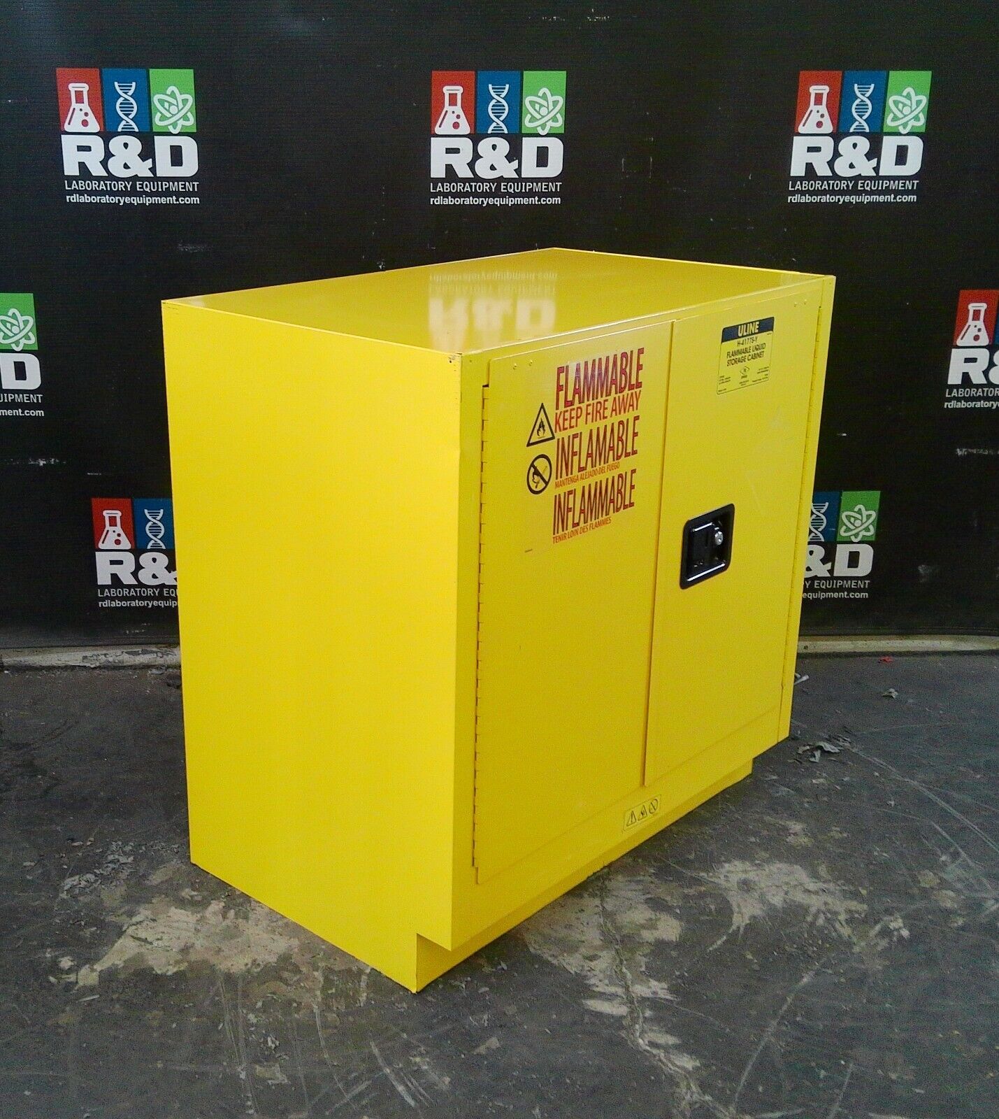 Uline H-14177S-Y Flammable Storage Cabinet Self Closing Doors 22 Gal