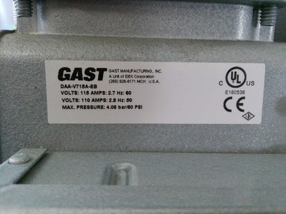 Gast DAA-V715-EB High-Capacity Vacuum Pump, with Gauge, Regulator, Relief
