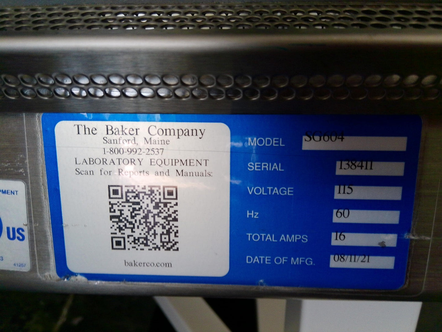 Baker 6ft SG604 A2 Biosafety Cabinet w/ UV & Stand  FULLY TESTED  (2021)