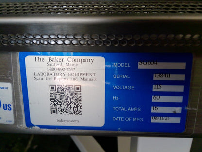 Baker 6ft SG604 A2 Biosafety Cabinet w/ UV & Stand  FULLY TESTED  (2021)