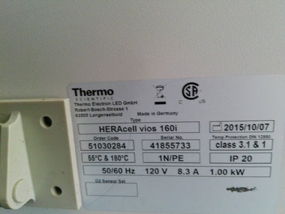 Thermo HERAcell Vios 160i Copper Lined CO2 Incubator (2015) Calibrated