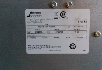 Thermo Scientific Heratherm IGS100 Microbiological Incubator (2022)