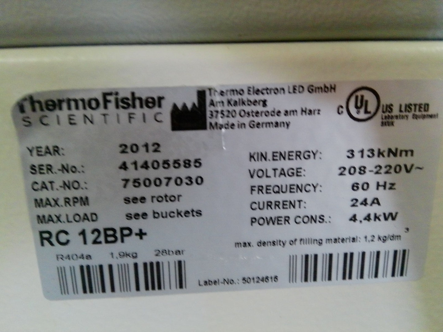 Thermo Sorvall RC 12 BP+ Refrigerated Floor Centrifuge + Rotor 220V FULLY TESTED