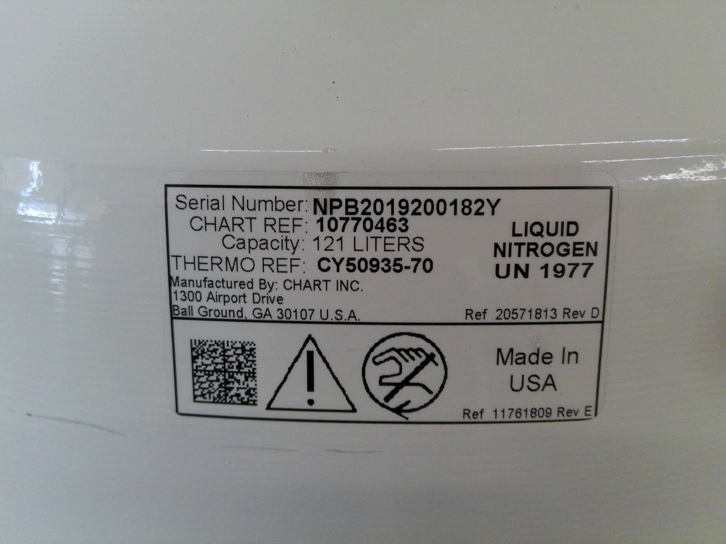 Thermo Scientific Locator 4 Cryo Nitrogen LN2 Biological Storage System NO RACKS