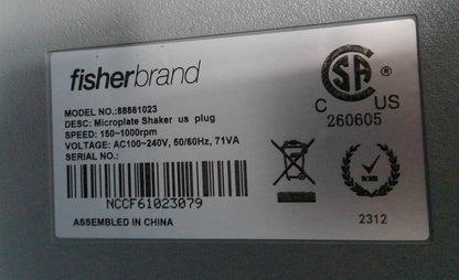 Fisherbrand 88861023 Microplate Shaker 150–1000 RPM - FULLY TESTED