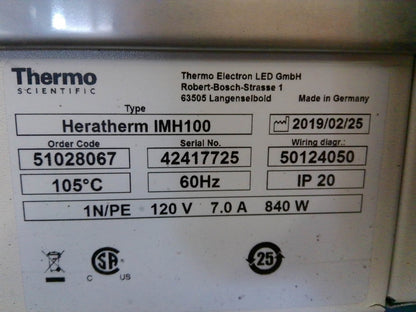 Thermo Scientific Heratherm IMH100 Advanced Protocol Benchtop Incubator (2019)