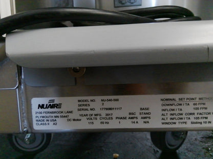 Nuaire 5ft 540-500 A2 Biosafety/Biological Safety Cabinet w/UV & Stand +Warranty