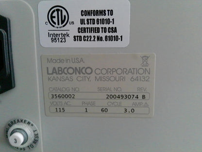Fisherbrand/Labconco 3ft 3560002 HEPA PCR Workstation Laminar Flow w/UV Lighting