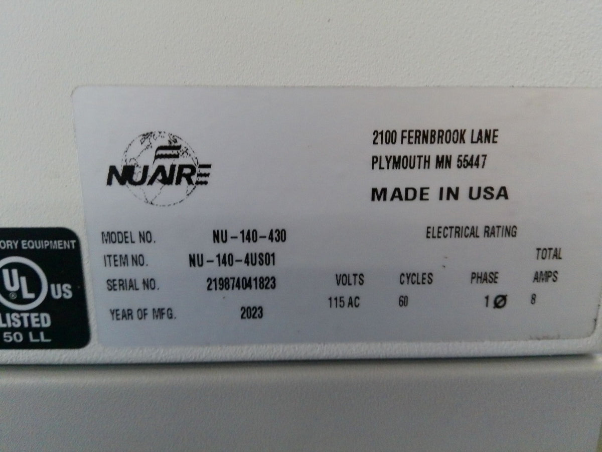Nuaire 4ft AirGard NU-140-430 Laminar Flow Workstation w/ UV & Stand (2023)