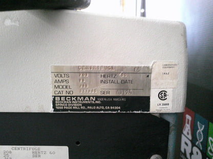 Beckman Coulter J-6B Refrigerated Floor Centrifuge, Ask For Rotor Options,TESTED