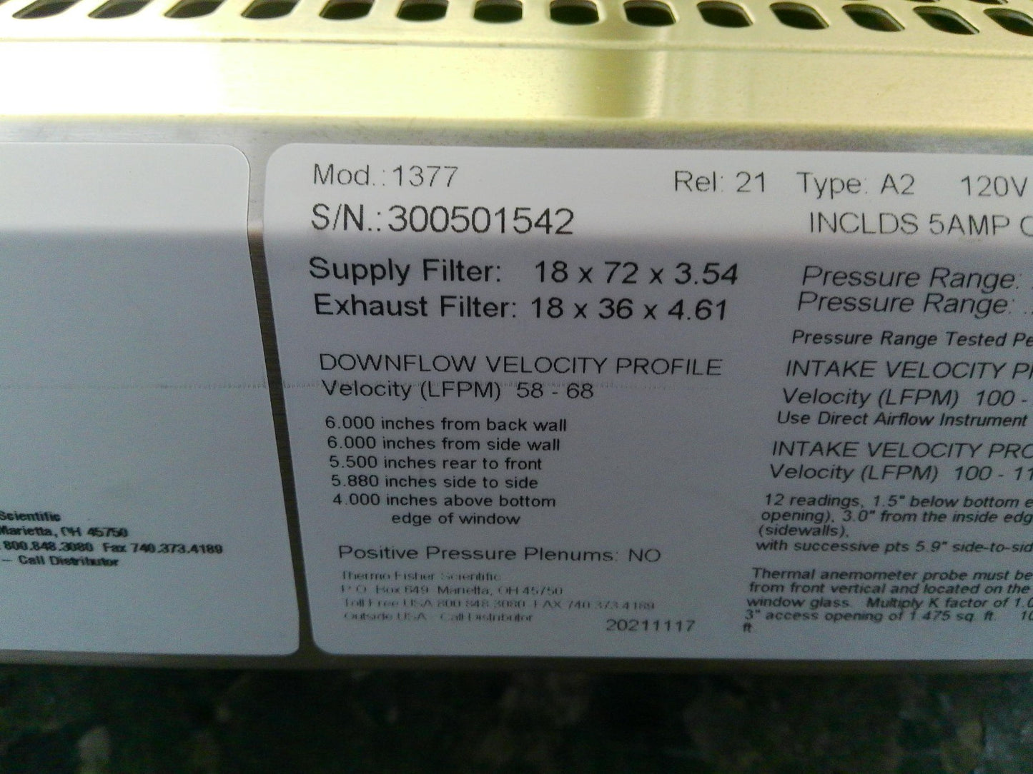 Thermo Scientific 6ft 1377 A2 Biosafety Cabinet w/UV & Stand FULLY TESTED