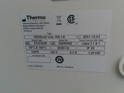 Thermo HERAcell Vios 160i Copper Lined CO2 Incubator (2021) Calibrated