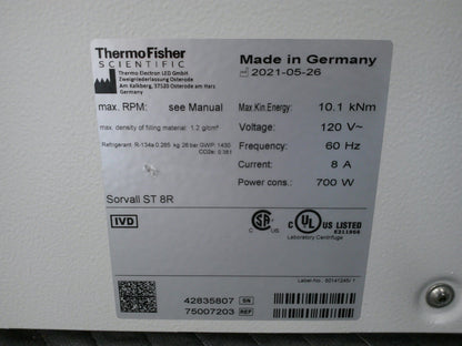 Thermo Sorvall ST 8R Refrigerated Benchtop Centrifuge w/Rotor, Buckets & Inserts