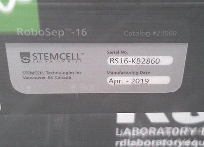 StemCell Technologies 23000 RoboSep-16 Fully Automated Cell Separator w/ Extras