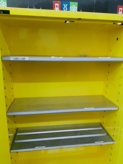 Uline H-1564S-Y Flammable Storage Cabinet Self Closing Doors 45 Gal