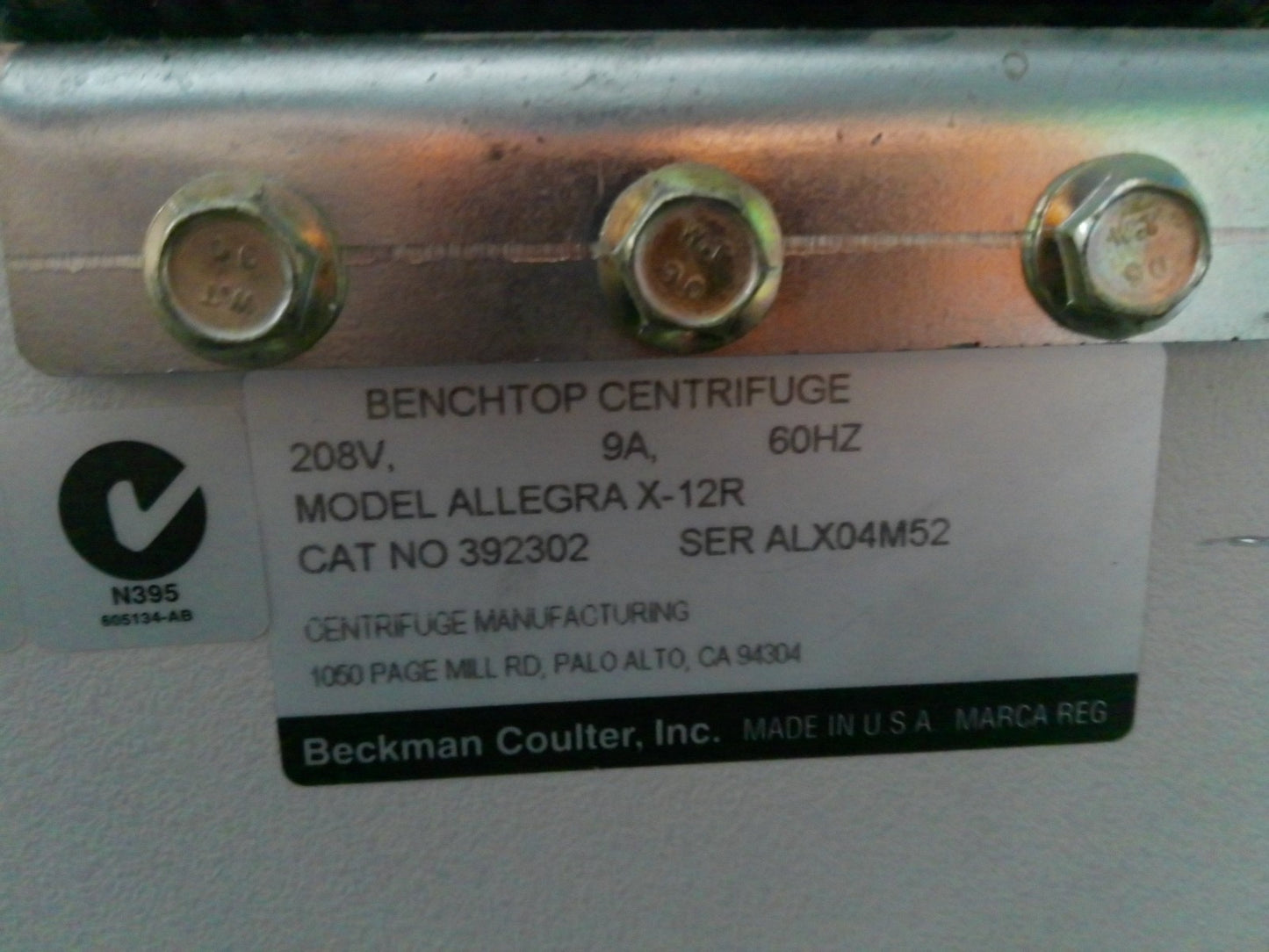 Beckman Allegra X-12R Refrigerated Benchtop Centrifuge w/ Rotor, Buckets 208v