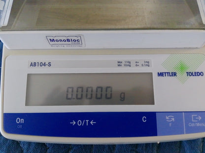 Mettler Toledo AB104-S Analytical Balance Laboratory Scale- Calibrated & TESTED