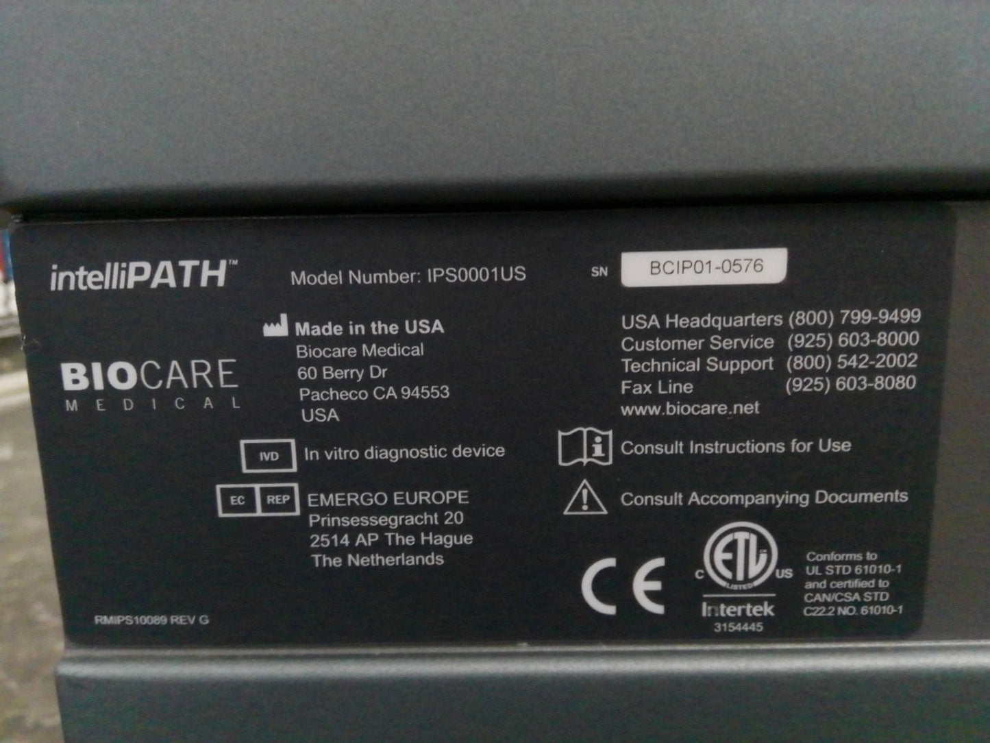 Biocare Medical IntelliPATH IPS0001US Automated Slide Stainer System
