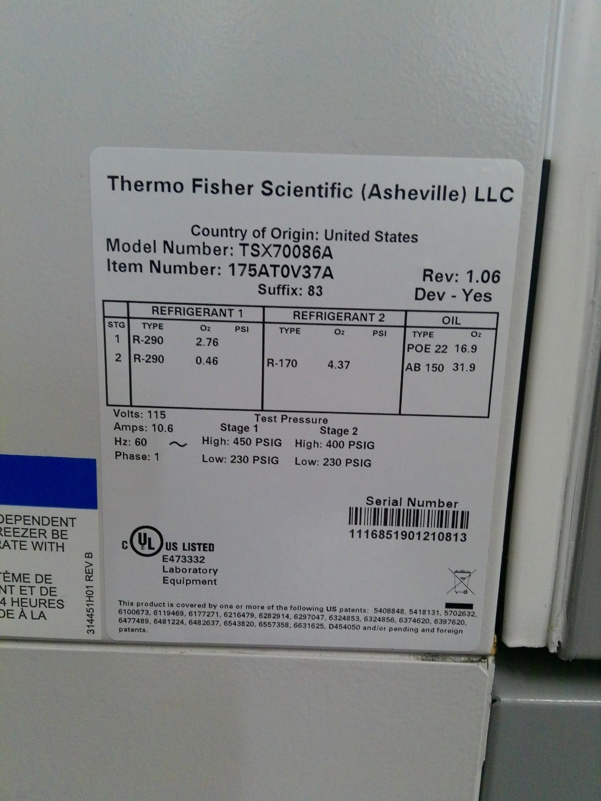 Thermo Scientific TSX70086A -86C Ultra Low Freezer 33.5Cf (2021) FULLY TESTED